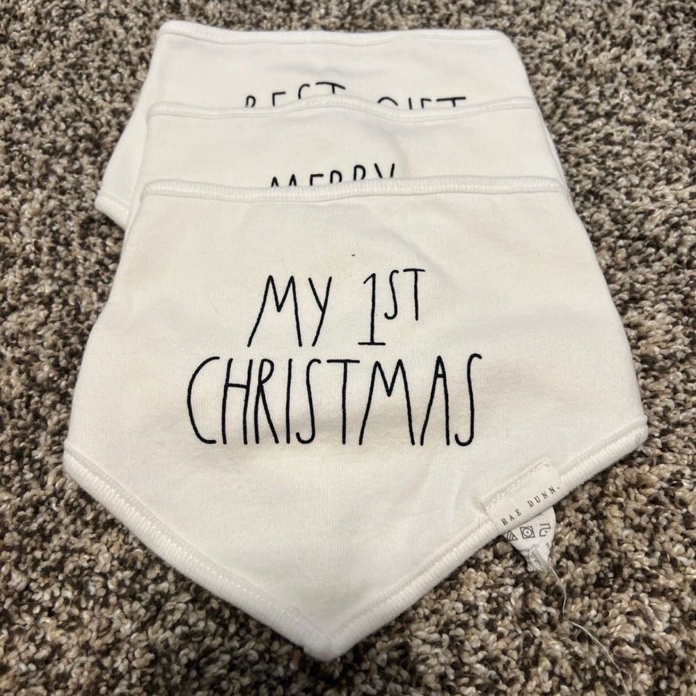 Rae Dunn Christmas Baby Bandana Bibs Like New